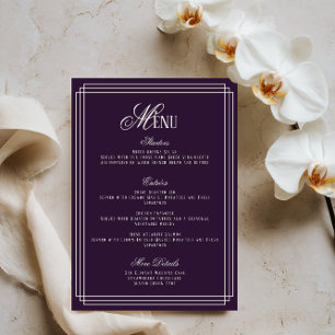Lila-Alte-Geld-Hochzeitsmenükarte Einladung