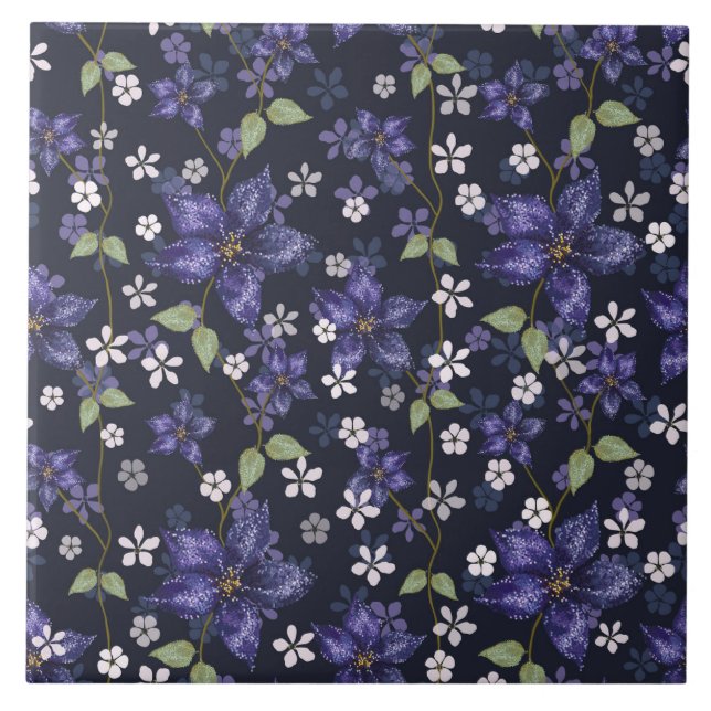 Lila Amaryllische Blume Fliese (Vorderseite)