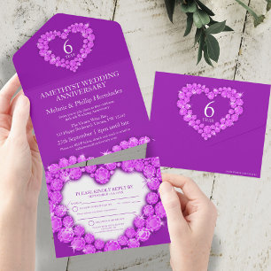 Lila Amethyst 6. Hochzeitstag UAWG All In One Einladung