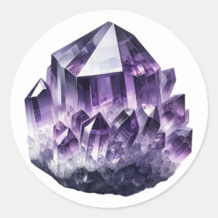 Lila Amethyst beruhigender Kristall Metaphysik Runder Aufkleber