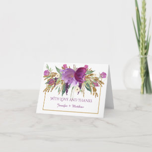 Lila Amethyst Blume Gold Glitzer Vielen Dank Dankeskarte