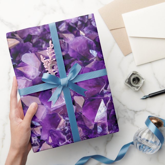 Lila Amethyst Crystal Wrapping Paper Geschenkpapier (Schenken)