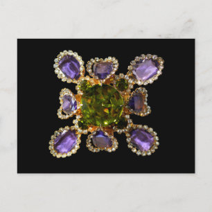 Lila Amethyst Diamanten Smaragd-Schmuck Postkarte