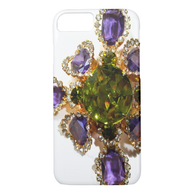 Lila Amethyst Diamonds Emeralds Schmuck Case-Mate iPhone Hülle (Rückseite)