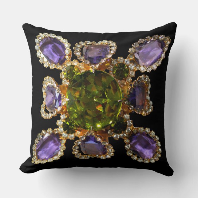 Lila Amethyst Diamonds Emeralds Schmuck Kissen (Vorderseite)
