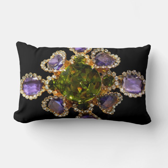 Lila Amethyst Diamonds Emeralds Schmuck Lendenkissen (Vorderseite)