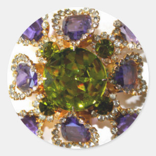 Lila Amethyst Diamonds Emeralds Schmuck Runder Aufkleber