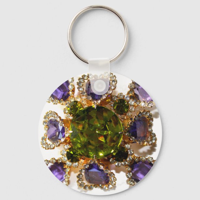 Lila Amethyst Diamonds Emeralds Schmuck Schlüsselanhänger (Vorderseite)