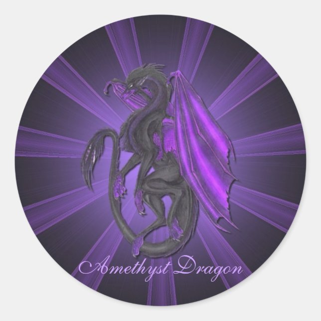 Lila Amethyst Dragon Stickers (Vorderseite)