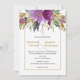 Lila Amethyst Floral Gold Glitzer Frühjahrssonne Einladung