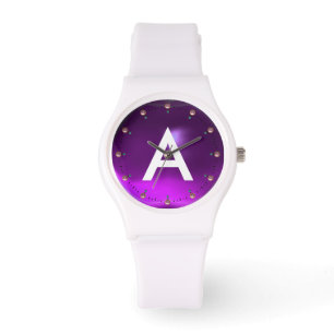 LILA AMETHYST GEMSTONE-MONOGRAMM ARMBANDUHR