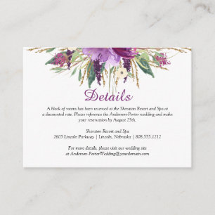 Lila Amethyst Gold Floral Enclosure Cards Begleitkarte