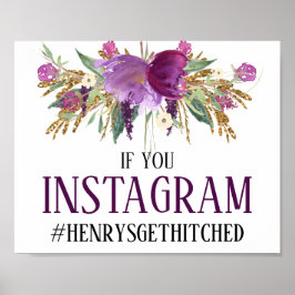 Lila Amethyst Gold Glitzern Instagram Zeichen Poster