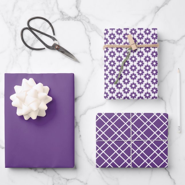 Lila Amethyst in fester Farbe Geschenkpapier Set (Vorderseite)