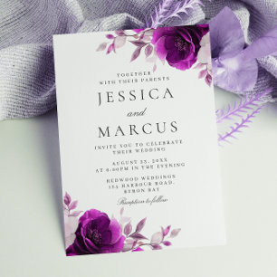 Lila Amethyst Indigo & Violet Blumenhochzeit Einladung