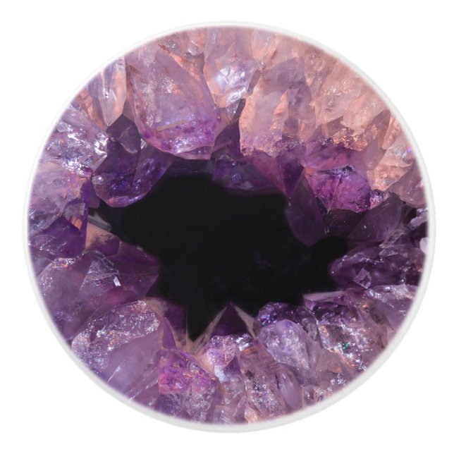 Lila Amethyst Keramikknauf (Vorderseite)