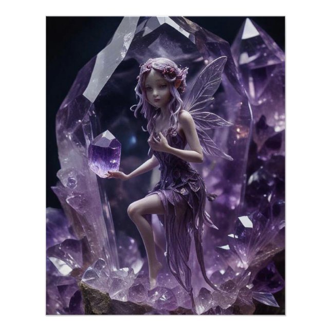 Lila Amethyst-Kristalle Magische Fairy Poster (Vorderseite)