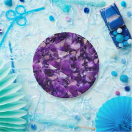 Lila Amethyst Kristallgeode Edelsteine-Papierplatt Pappteller