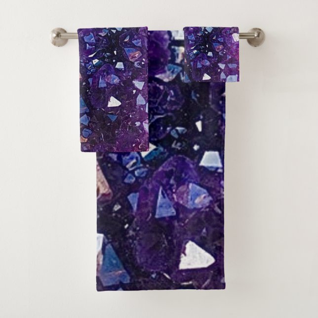 Lila Amethyst Quartz Crystal Badhandtuch Set (Insitu)