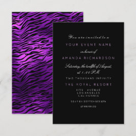 Lila Amethyst Tiger Schwarz-weiß Minimal Birthay Einladung