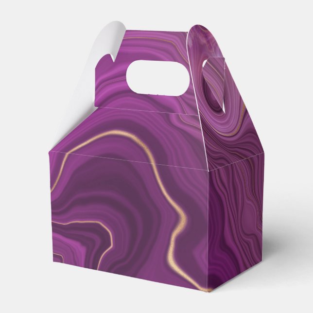 Lila Amethyst und Abstraktes Gold Geschenkschachtel (Vorderseite)