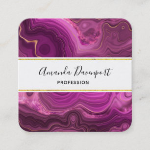 Lila Amethyst und Abstraktes Gold Quadratische Visitenkarte