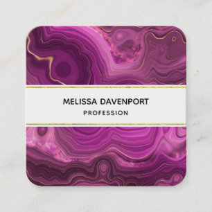 Lila Amethyst und Abstraktes Gold Quadratische Visitenkarte