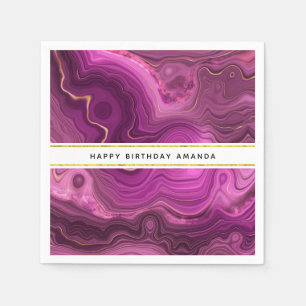 Lila Amethyst- und Gold-Abstract-Achat-Servietten Serviette