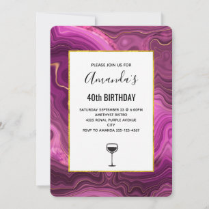 Lila Amethyst Und Gold Abstraktes Achat Geburtstag Einladung