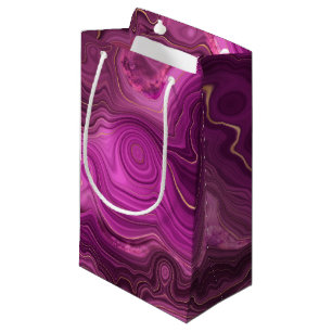 Lila Amethyst und goldenes abstraktes Achat Kleine Geschenktüte