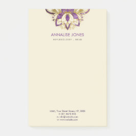 Lila Amethyst- und Goldrahmen Lotos Post-it Klebezettel