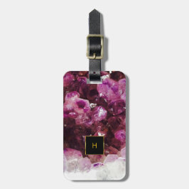 Lila Amethystgold mit Monogramm elegant Gepäckanhänger