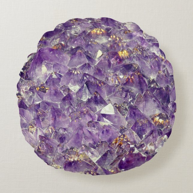 Lila Amethystikstein-Look Rundes Kissen (Vorderseite)
