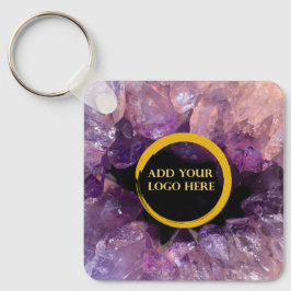 Lila Amethyststein hinzufügen Logo beruflich Schlüsselanhänger