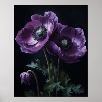 Lila Anemone Blume Art Print Poster