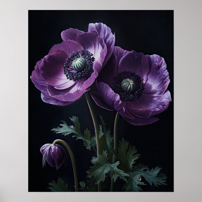 Lila Anemone Blume Art Print Poster (Vorne)