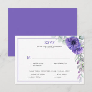 Lila Anemone Grün Doppelrahmen RSVP Karte
