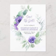 Lila Anemone Grünrahmen Save the Date