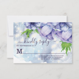 Lila Anemone-Hochzeit RSVP Karte