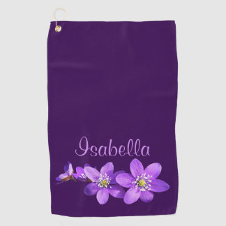 Lila Anemonen Blumen Name Golfhandtuch