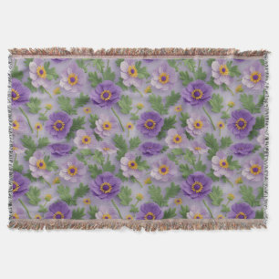 Lila Anemonen-Blumenmuster Decke