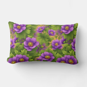 Lila Anemonen-Blumenmuster Lendenkissen