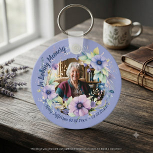Lila Anemonen Florales Erinnerungsfoto Andenken Schlüsselanhänger