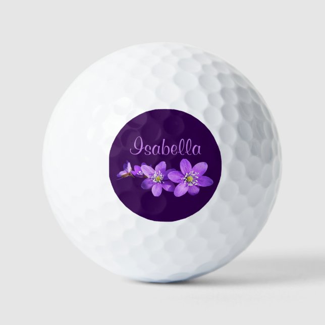 Lila Anemonenblumen Name Golfball (Vorderseite)