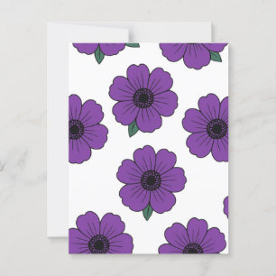 Lila Anemones Florals Muster Postkarte