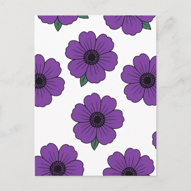 Lila Anemones Florals Muster Postkarte (Vorderseite)