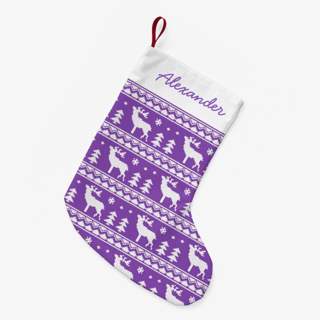 Lila angemessenes kleiner weihnachtsstrumpf (Vorderansicht (hängend))