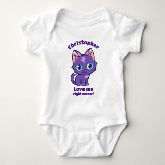 Lila Anime Cat Vector Art Baby Bodysuit Strampler
