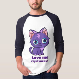 Lila Anime Cat Vector Art T - Shirt