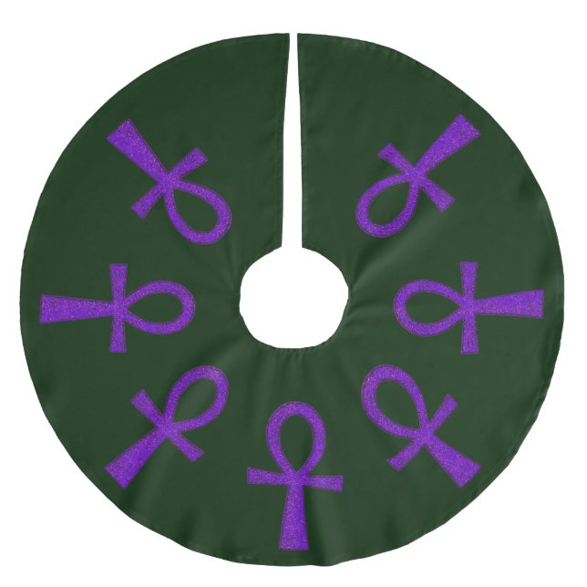 Lila Ankh Polyester Weihnachtsbaumdecke (Vorderseite)